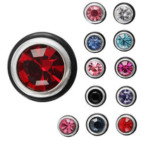 Cargar imagen en el visor de la galería, Brass Ohrstecker silber Gummi Ring Glaskristall facettiert 8mm rund bunt
