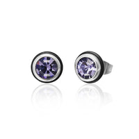 Cargar imagen en el visor de la galería, Brass Ohrstecker silber Gummi Ring Glaskristall facettiert 8mm rund bunt
