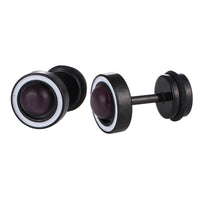 Load image into Gallery viewer, Fake Piercing Edelstahl schwarzer Stein Schraubverschluss Expander
