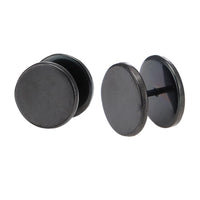 Cargar imagen en el visor de la galería, Fake Piercing Edelstahl Schraubverschluss Expander schwarz Runde Platten 14 mm
