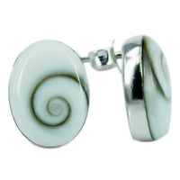 Load image into Gallery viewer, Shivaauge oval gefasst Silberohrstecker Ohrstecker 925er Silber Shiva Auge Eye Damen Schmuck
