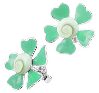 Cargar imagen en el visor de la galería, Shivaauge Emaille Blüte grün Silberohrstecker Ohrstecker 925er Sterling Silber Shiva Auge Damen
