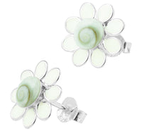 Cargar imagen en el visor de la galería, Shivaauge Emaille Blume weiß Silberohrstecker Ohrstecker 925er Sterling Silber Shiva Auge Damen
