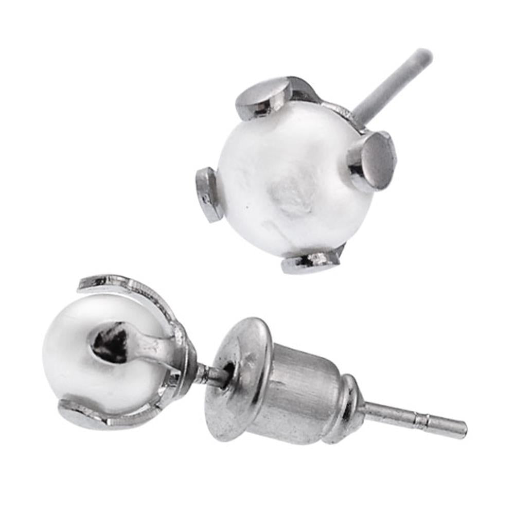 Ohrstecker Perlen Perlenohrstecker 925er Sterling Silber Glanz Ohrringe Damen eingefasst