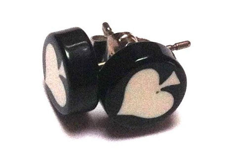 Ohrstecker Pik weiß schwarz Edelstahl Unisex Schmuck Ohrringe
