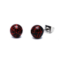 Cargar imagen en el visor de la galería, Ohrstecker Spinnennetz Spider Kugel 6 mm Acryl Unisex Ohrringe Edelstahl nickelfrei schwarz rot
