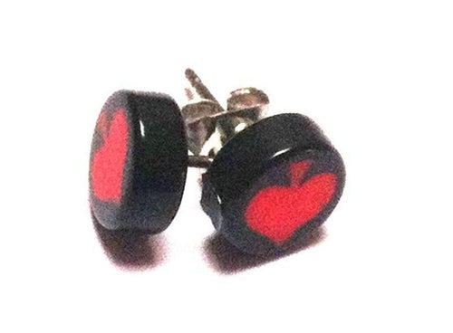 Ohrstecker Pik rot schwarz Edelstahl Unisex Schmuck Ohrringe