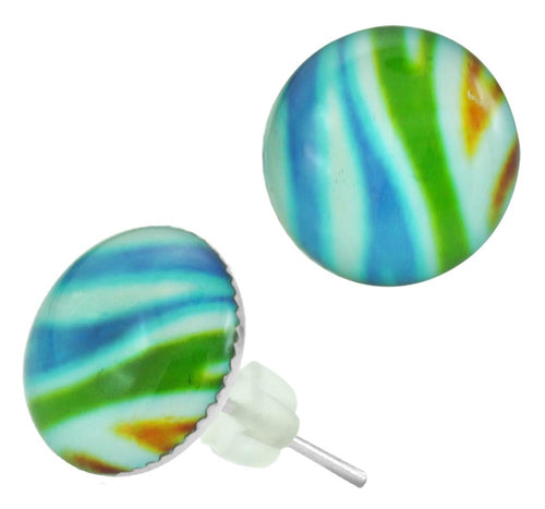 Raisin Ohrstecker Wellen orange grün blau Edelstahl Chirurgenstahl Damen Schmuck Ohrringe