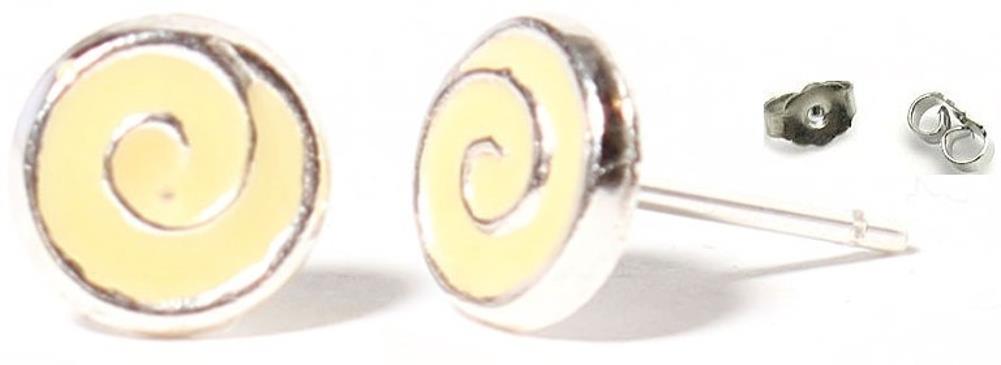 Ohrstecker Spiralmuster gelb eingefärbt 5 mm Ø 925er Sterling Silber Silberohrstecker