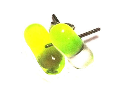 Ohrstecker Pille Tablette gelb transparent Edelstahl Unisex Schmuck Ohrringe
