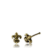 Cargar imagen en el visor de la galería, Gerader Nasenstecker 0,8 mm Nostril Tragus golden Lilie Messing 8 mm lang
