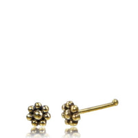 Load image into Gallery viewer, Gerader Nasenstecker (oder Tragus) golden Blume Brass 8 mm lang
