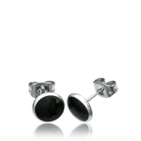 Load image into Gallery viewer, Edelstahl Stein Holz Muschel Ohrstecker silber 8mm rund
