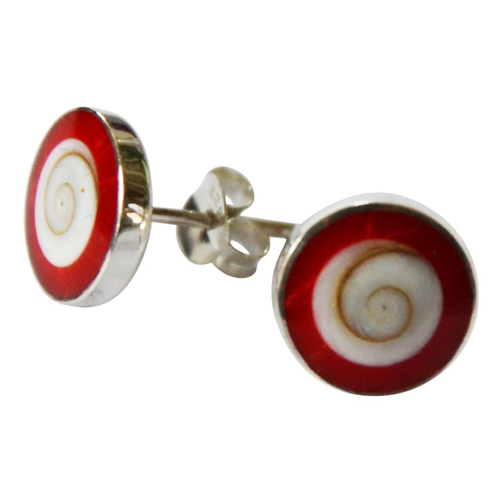 Shiva Auge koralle rot rund 10mm Ohrstecker 925 Silber