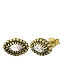 Load image into Gallery viewer, Messing Kristall Glitzer Ohrstecker gold Auge 12mm
