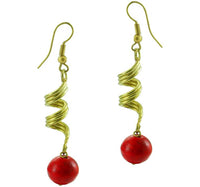 Load image into Gallery viewer, Ohrringe Damen Ohrhänger Kupfer Ohrschmuck Schmuck Hänger Spirale Kugel
