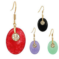 Cargar imagen en el visor de la galería, Brass Ohrringe Ohrhänger Ohrschmuck Damen Brasshänger Katzenauge oval
