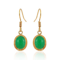 Cargar imagen en el visor de la galería, Brass Ohrringe/Ohrhänger für Damen mit ovalen Katzenauge-Steinen, eingefasst in dekorativem, nickelfreiem Brass-Rahmen mit seilartiger Verzierung – stilvoller Ohrschmuck für jeden Anlass.
