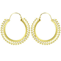 Cargar imagen en el visor de la galería, Ohrringe Seil Tropfen Punkte Kreis Messing Brass antik golden Tribal nickelfrei Schmuck Piercing
