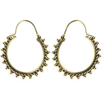 Cargar imagen en el visor de la galería, Ohrringe dunkel Perlen Dreiecke rund Messing Brass antik golden Tribal nickelfrei Schmuck Piercing
