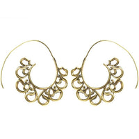 Load image into Gallery viewer, Spiralen Ohrringe Bögen verschnörkelt Messing antik golden nickelfrei Piercing Tribal Brass Schmuck
