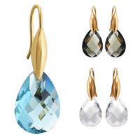 Cargar imagen en el visor de la galería, Brass Ohrringe Ohrhänger Mandel gold Glaskristall facettiert Tropfen nickelfrei Damen
