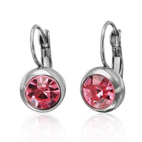 Load image into Gallery viewer, Brass Ohrringe Bügel Halbkugel Glaskristall facettiert nickelfrei gold rotgold silber
