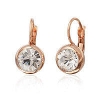 Load image into Gallery viewer, Brass Ohrringe Bügel Halbkugel Glaskristall facettiert nickelfrei gold rotgold silber
