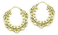 Load image into Gallery viewer, Ohrringe Spiralbögen Kreise Bögen Messing antik golden Tribal Piercing Brass nickelfrei Schmuck

