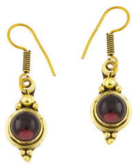 Load image into Gallery viewer, Ohrringe Kreis Amethyst Punkte Dreiecke Messing Brass antik golden Tribal Ohrhänger
