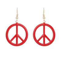 Load image into Gallery viewer, Brass Peace Zeichen Ohrringe Emaille golden rot rund Ohrhänger
