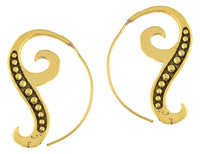 Load image into Gallery viewer, Ohrhänger Spirale Haken Punktekette Messing antik golden Tribal Piercing Ohrringe
