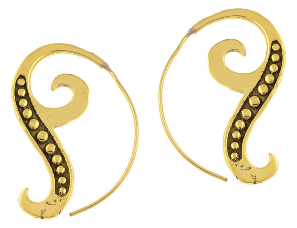 Ohrhänger Spirale Haken Punktekette Messing antik golden Tribal Piercing Ohrringe