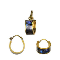 Cargar imagen en el visor de la galería, Messing Ohrringe gold Abalone Muschel Imitat Creolen
