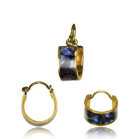 Cargar imagen en el visor de la galería, Messing Ohrringe gold Abalone Muschel Imitat Creolen
