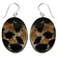 Cargar imagen en el visor de la galería, Perlmuttmuschel Ohrringe oval Perlmutt Leoparden Muster 925er Sterling Silber
