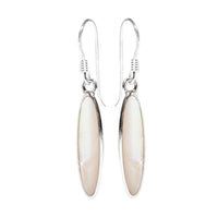 Load image into Gallery viewer, Silberohrringe, Perlmuttfarben und Silber, aus Perlmutt, in Silber eingefasst, oval, 925er Sterlingsilber-Bügel, 20 mm lang
