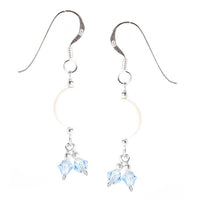 Load image into Gallery viewer, Ohrhänger Sterling Silber Ohrringe Damen Schmuck Perlmutt Glaskristall Perlen Blau Weiß Glitzer
