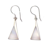 Load image into Gallery viewer, Perlmutt Muschel Silberohrringe Ohrringe Ohrhänger 925er Sterling Silber Dreieck Schmuck
