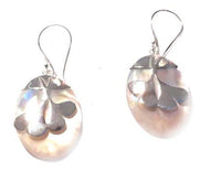 Load image into Gallery viewer, Perlmutt Muschel Silberohrringe Ohrringe Ohrhänger 925er Sterling Silber Ginkgo Schmuck
