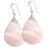 Load image into Gallery viewer, Perlmutt Muschel Ohrringe 33 mm tropfenförmig Edelstahl nickelfrei schillernd

