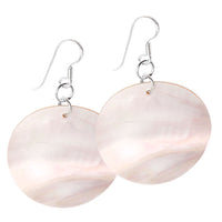 Load image into Gallery viewer, Perlmutt Muschel Ohrringe 32 mm rund 925er Sterlingsilber schillernd
