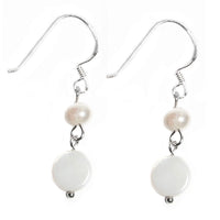 Load image into Gallery viewer, Perlmutt weiß Silberohrringe Ohrringe 925 Silber
