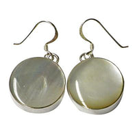 Load image into Gallery viewer, Silberohrringe Perlmutt Silber rund 925er Sterling 15mmØ Rückseite offen
