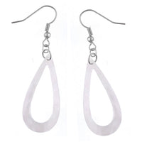 Load image into Gallery viewer, Perlmutt Muschel Ohrringe 36 mm Tropfen hohl Edelstahl nickelfrei weiß schillernd
