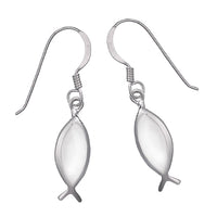 Load image into Gallery viewer, Perlmuttohrringe Fisch weiß 20 mm 925er Sterling Silber Ohrringe Perlmutt
