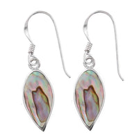 Load image into Gallery viewer, Perlmuttohrringe Blätter Abalone bunt 20 mm 925er Sterling Silber Ohrringe Paua
