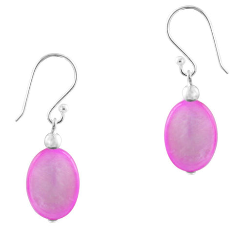 Muschel Perlmutt Silberohrringe Ohrringe Ohrhänger 925er Silber Damen Schmuck oval rosa