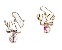 Load image into Gallery viewer, Muschel Perlmutt Glaskristall Silberohrringe Ohrringe Ohrhänger 925er Silber Damen Glitzer Schmuck Schmetterling Zebra
