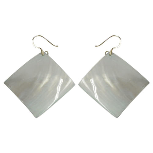 Perlmuttmuschelohrringe Karo Perlmutt Muschel Ohrhänger Edelstahl